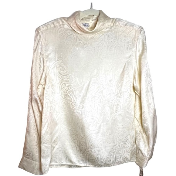 Vintage 80’s Raphael 100% Silk Blouse NWT Dead-stock  Cream Size 8 - Picture 1 of 13